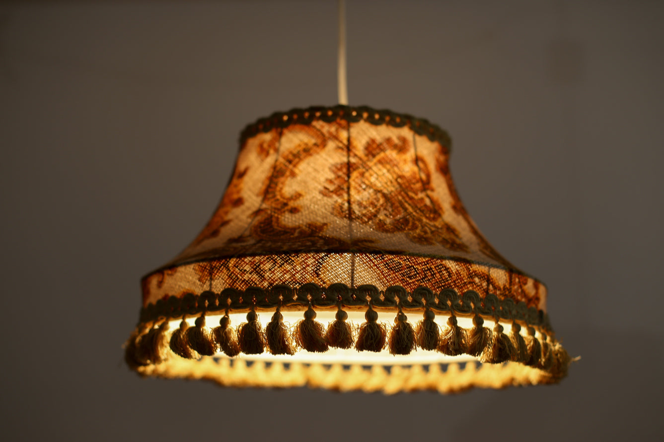 Vintage Fabric Pendant Lamp with Fringe