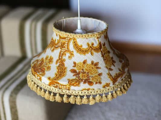 Vintage Fabric Pendant Lamp with Fringe