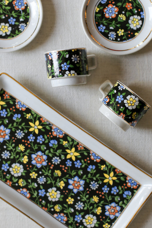 Set of Two Vintage Porcelain Cups and Tray by FP Zaječar