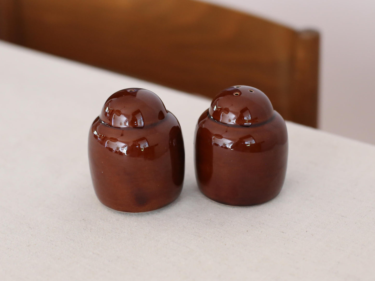 Vintage KIL Brown Glaze Salt and Pepper Shakers