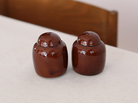 Vintage KIL Brown Glaze Salt and Pepper Shakers