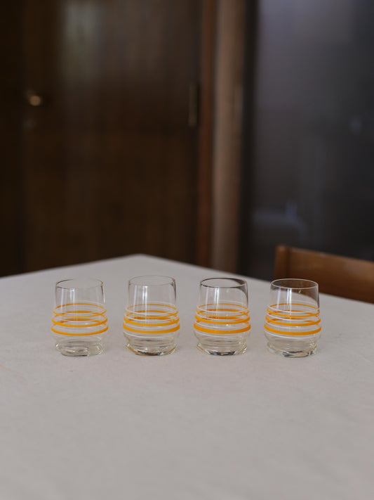 A Set of 4 Vintage Orange Striped Glasses